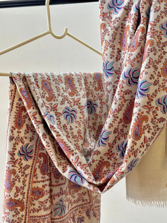 White Chinar Pashmina Shawl ArtAsiaHandicrafts