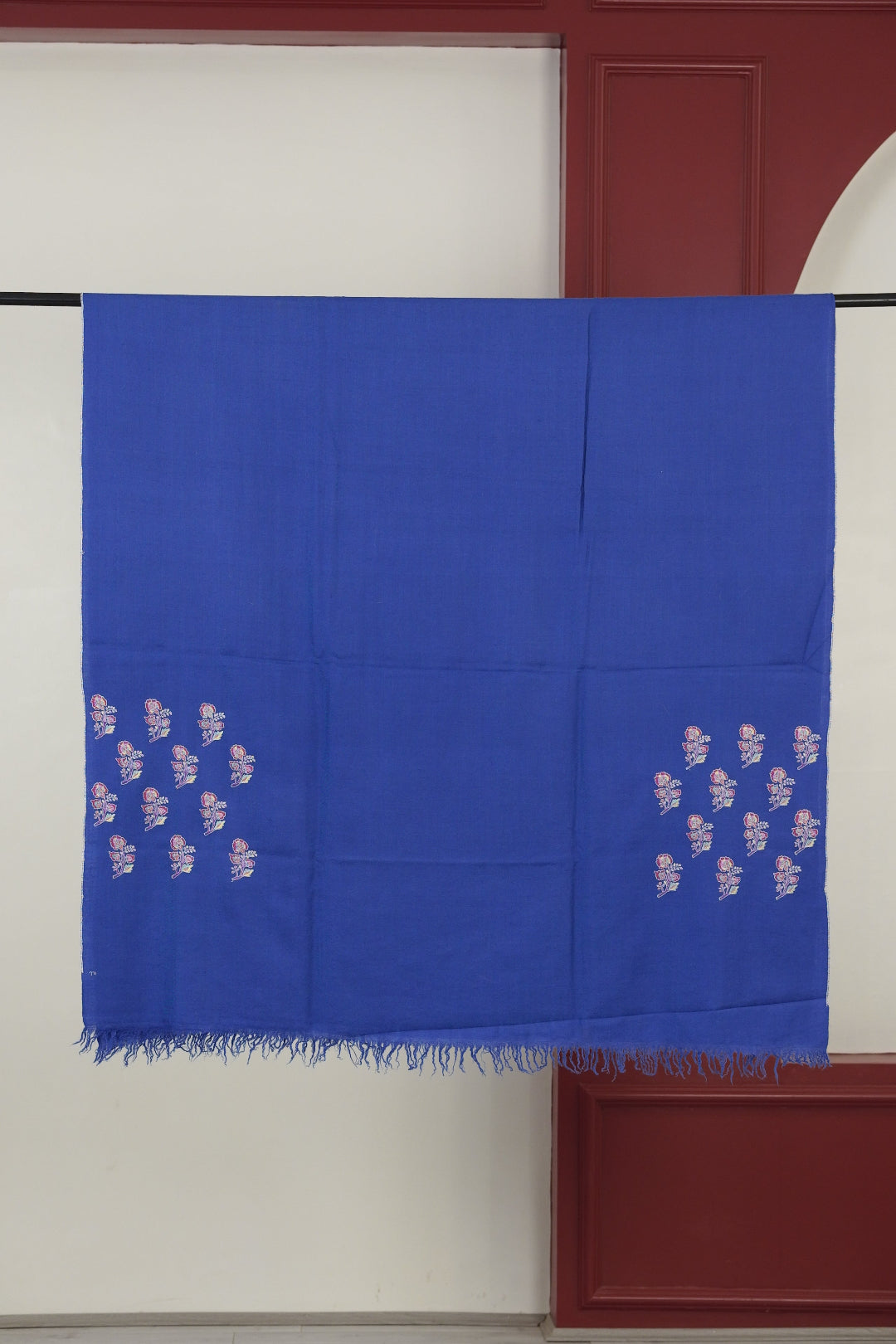DUSK BLUE STYLE CORNERED BUTI PASHMINA SHAWL