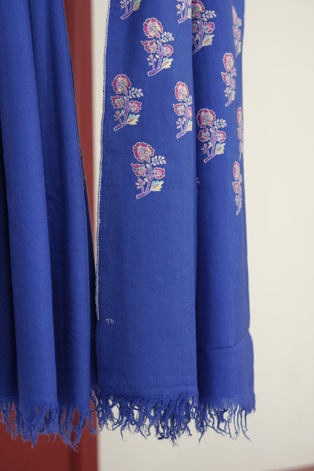 DUSK BLUE STYLE CORNERED BUTI PASHMINA SHAWL