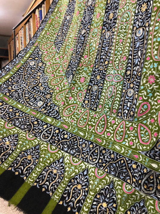 Black Kalamkari Pashmina Shawl ArtAsiaHandicrafts