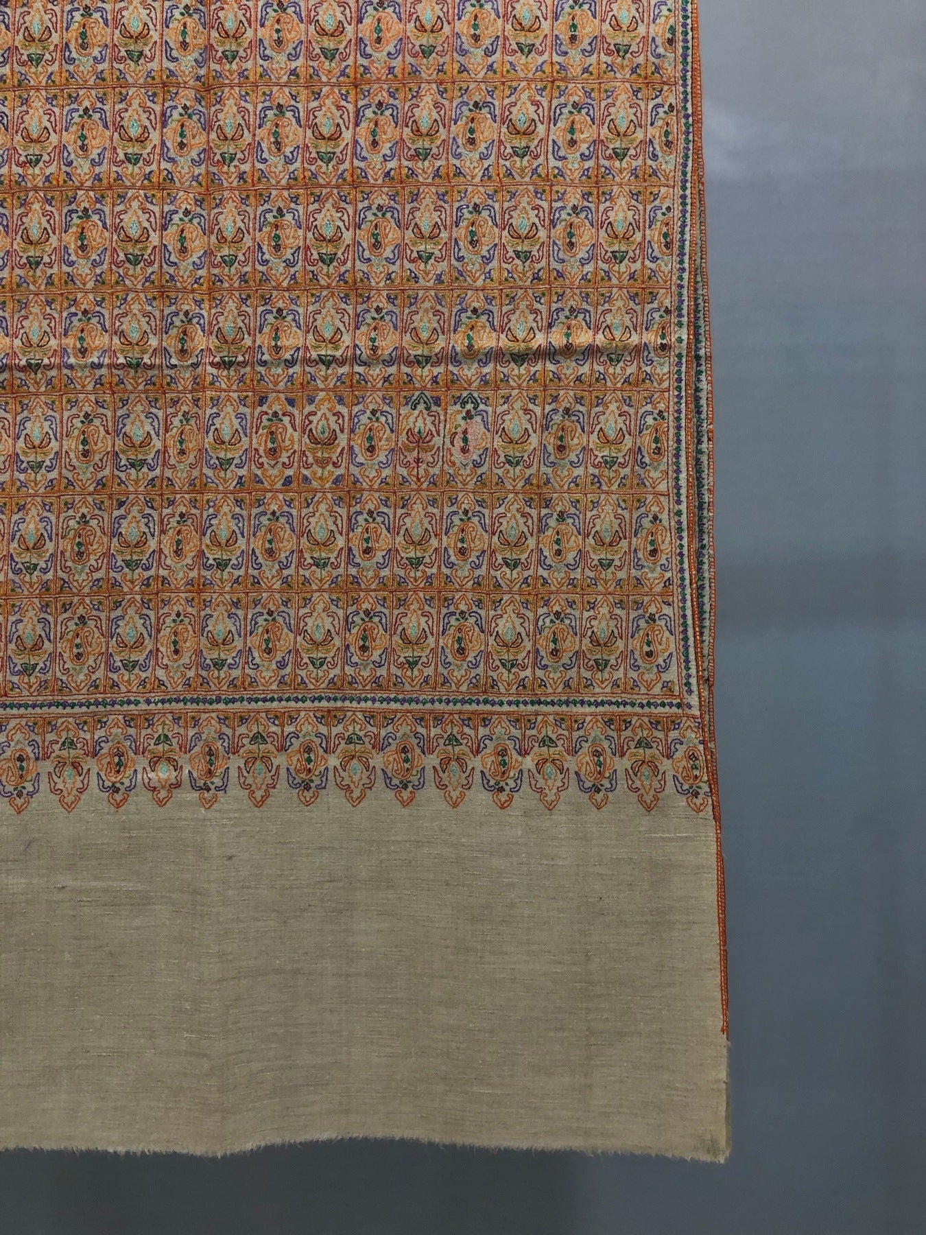 Grey Dabdaar Sozni Shawl ArtAsiaHandicrafts