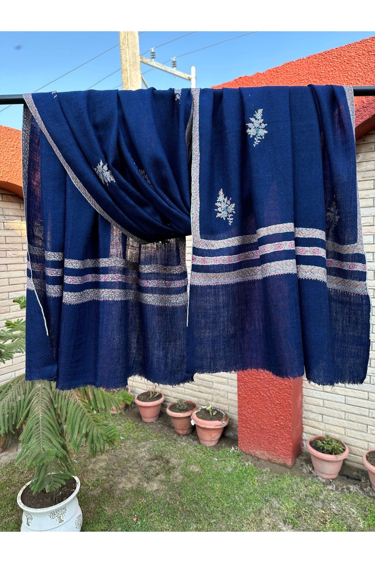 Midnight Blue Pashmina Shawl ArtAsiaHandicrafts