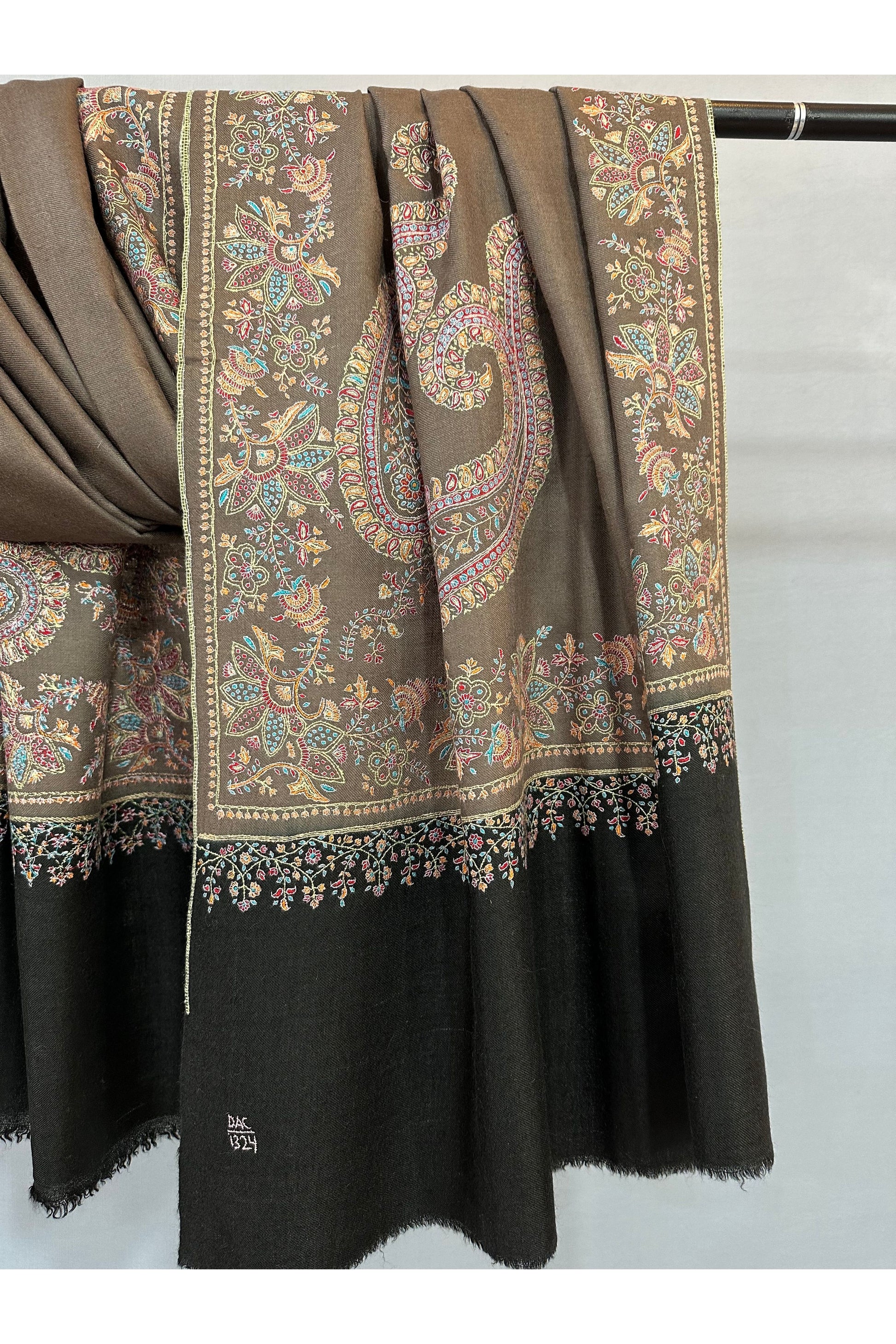 Pastel Brown Sozni Shawl ArtAsiaHandicrafts