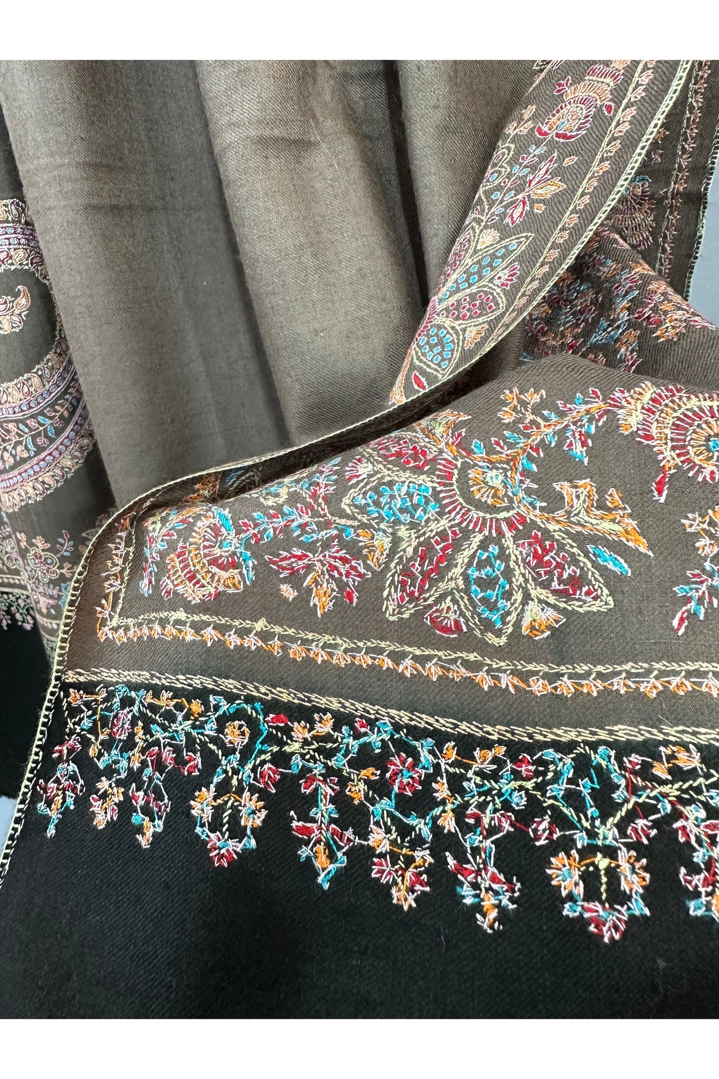 Pastel Brown Sozni Shawl ArtAsiaHandicrafts