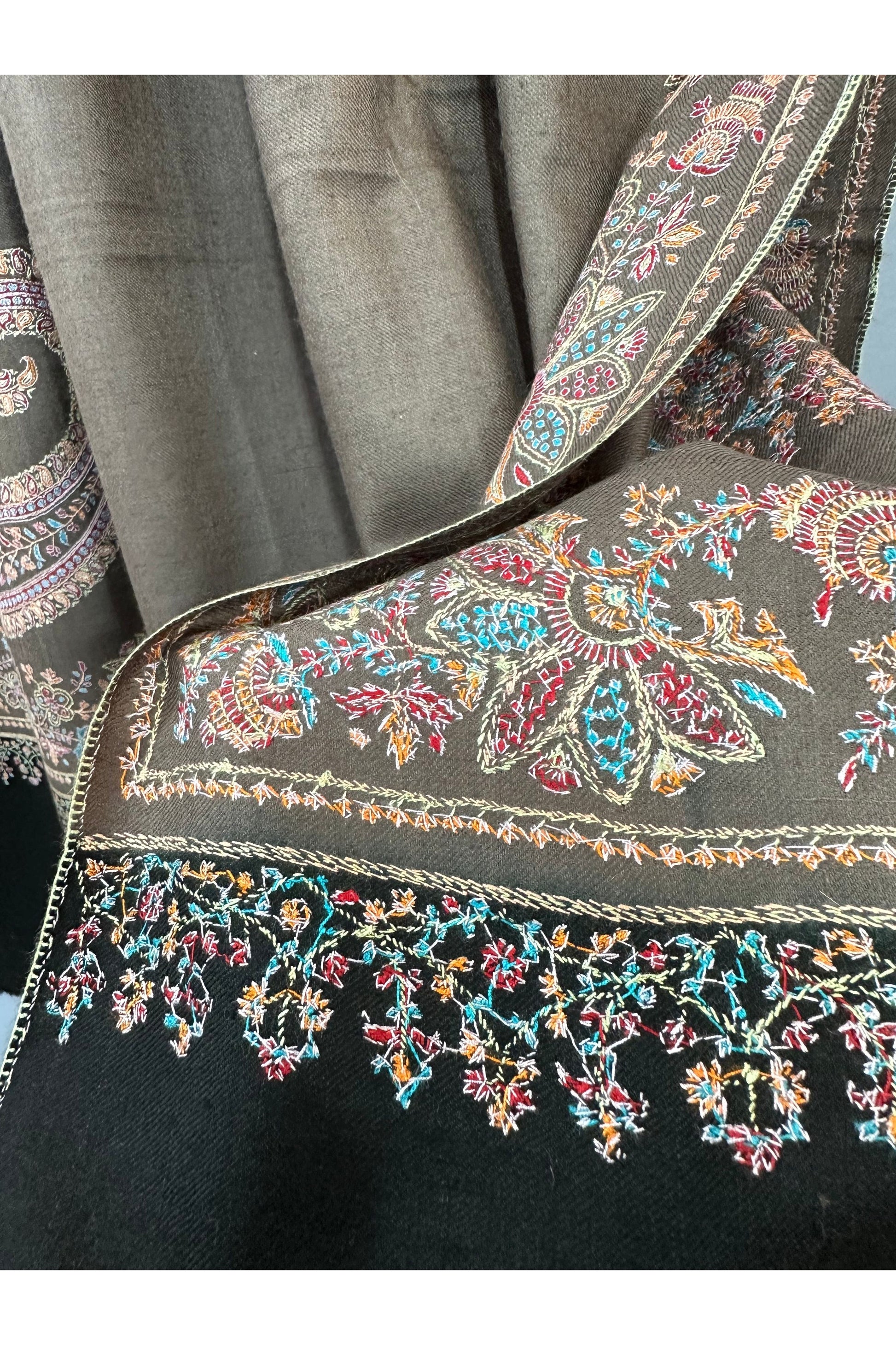 Pastel Brown Sozni Shawl ArtAsiaHandicrafts