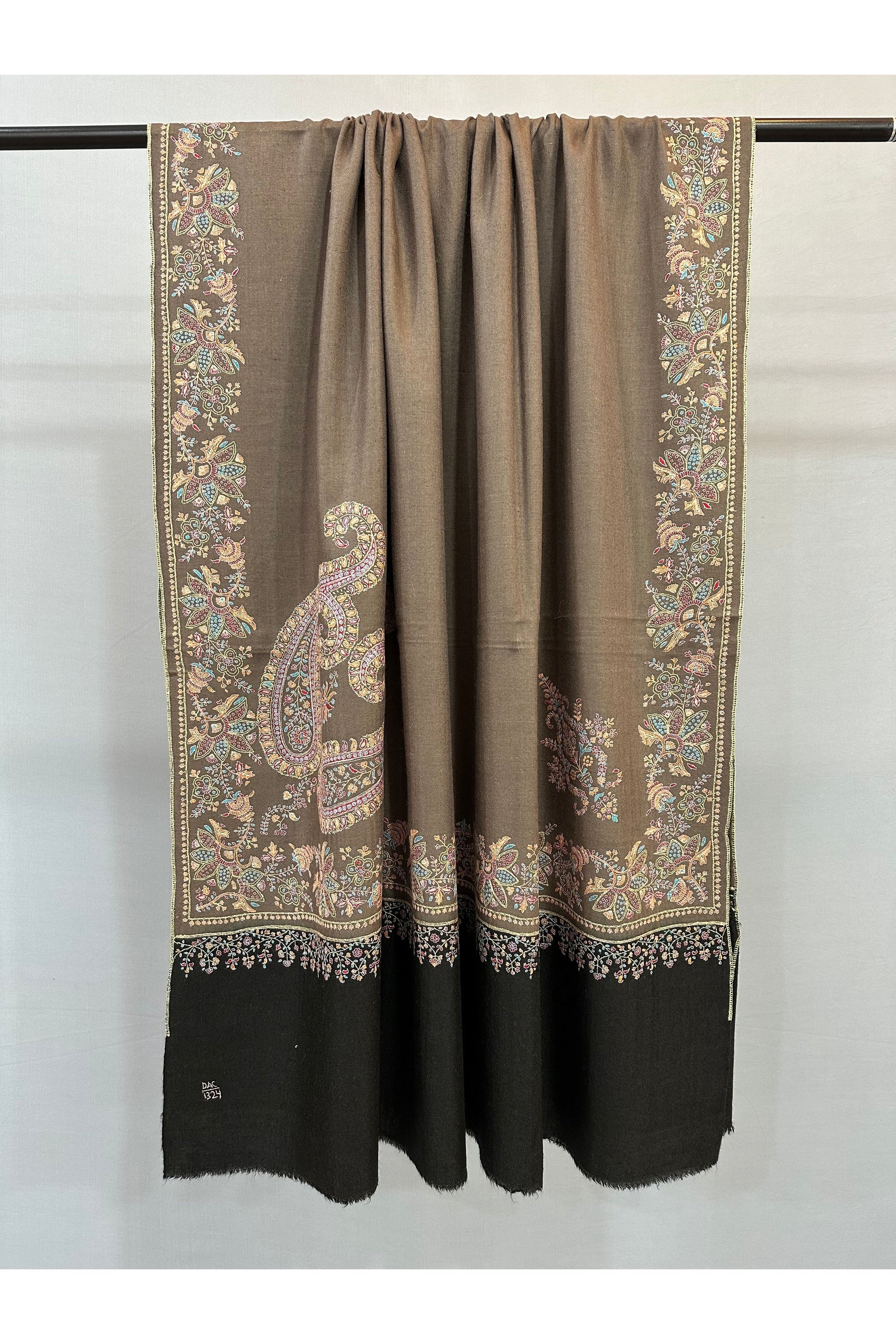 Pastel Brown Sozni Shawl ArtAsiaHandicrafts