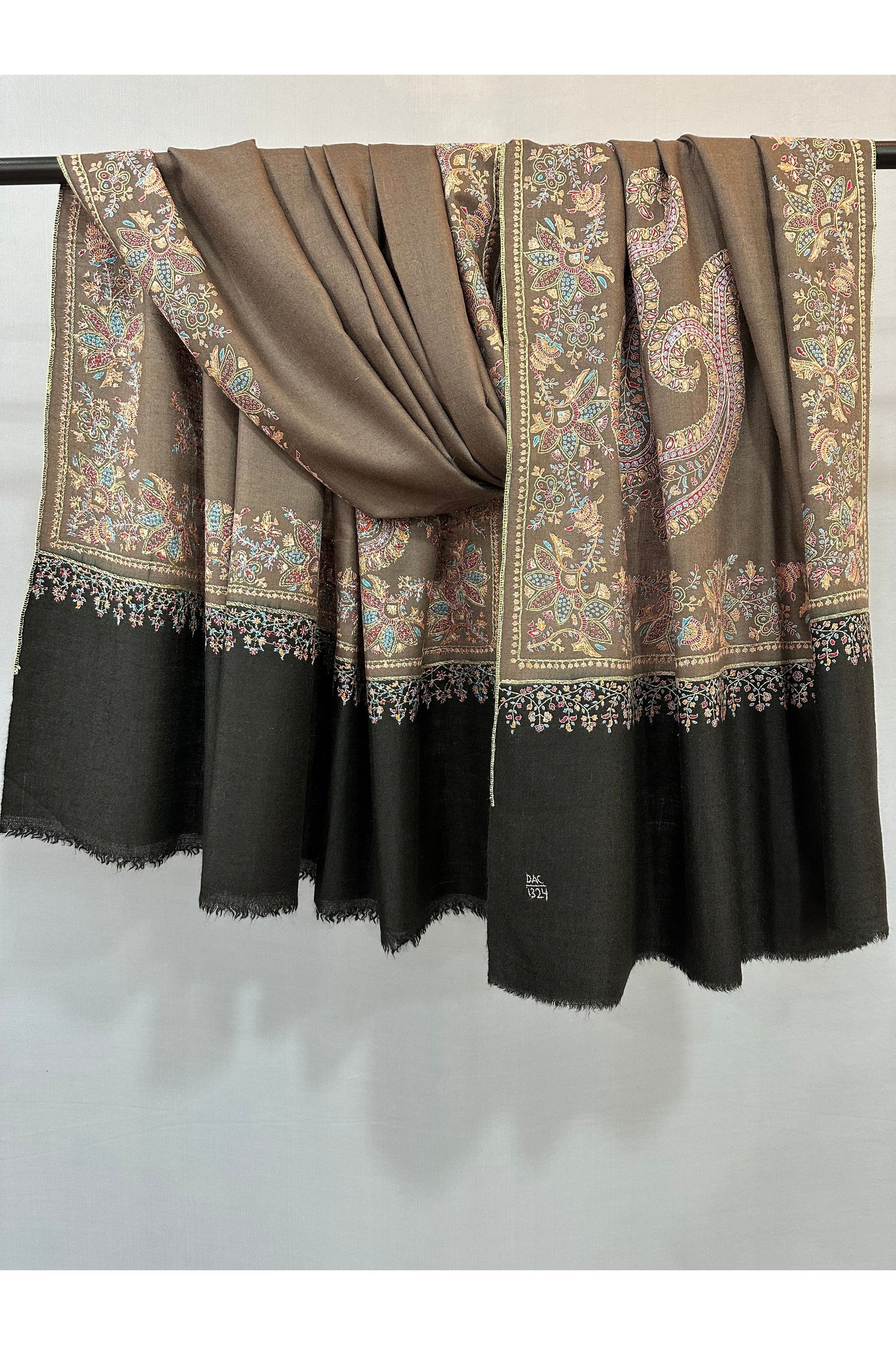 Pastel Brown Sozni Shawl ArtAsiaHandicrafts