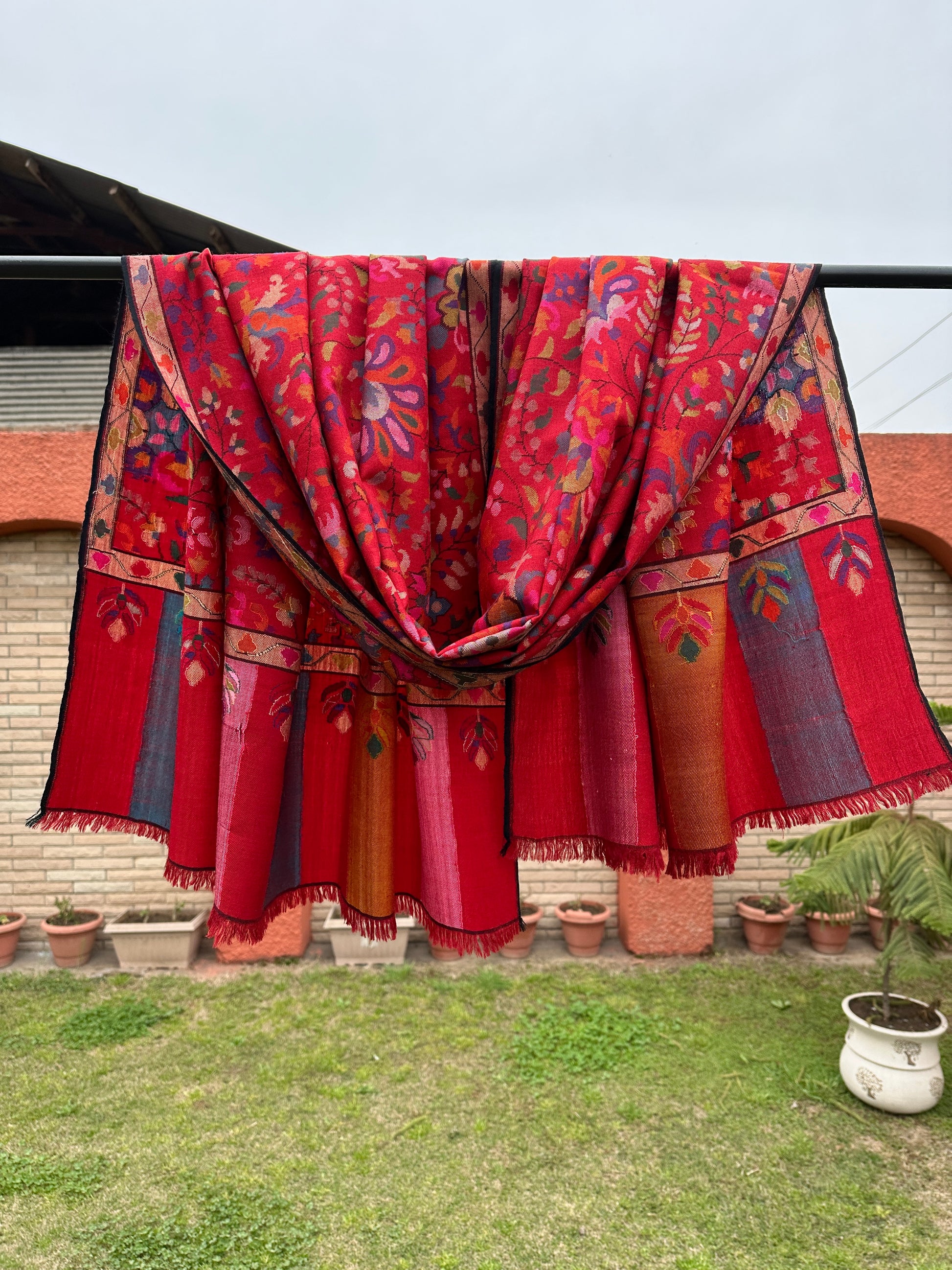 Red Kani Pashmina Shawl ArtAsiaHandicrafts