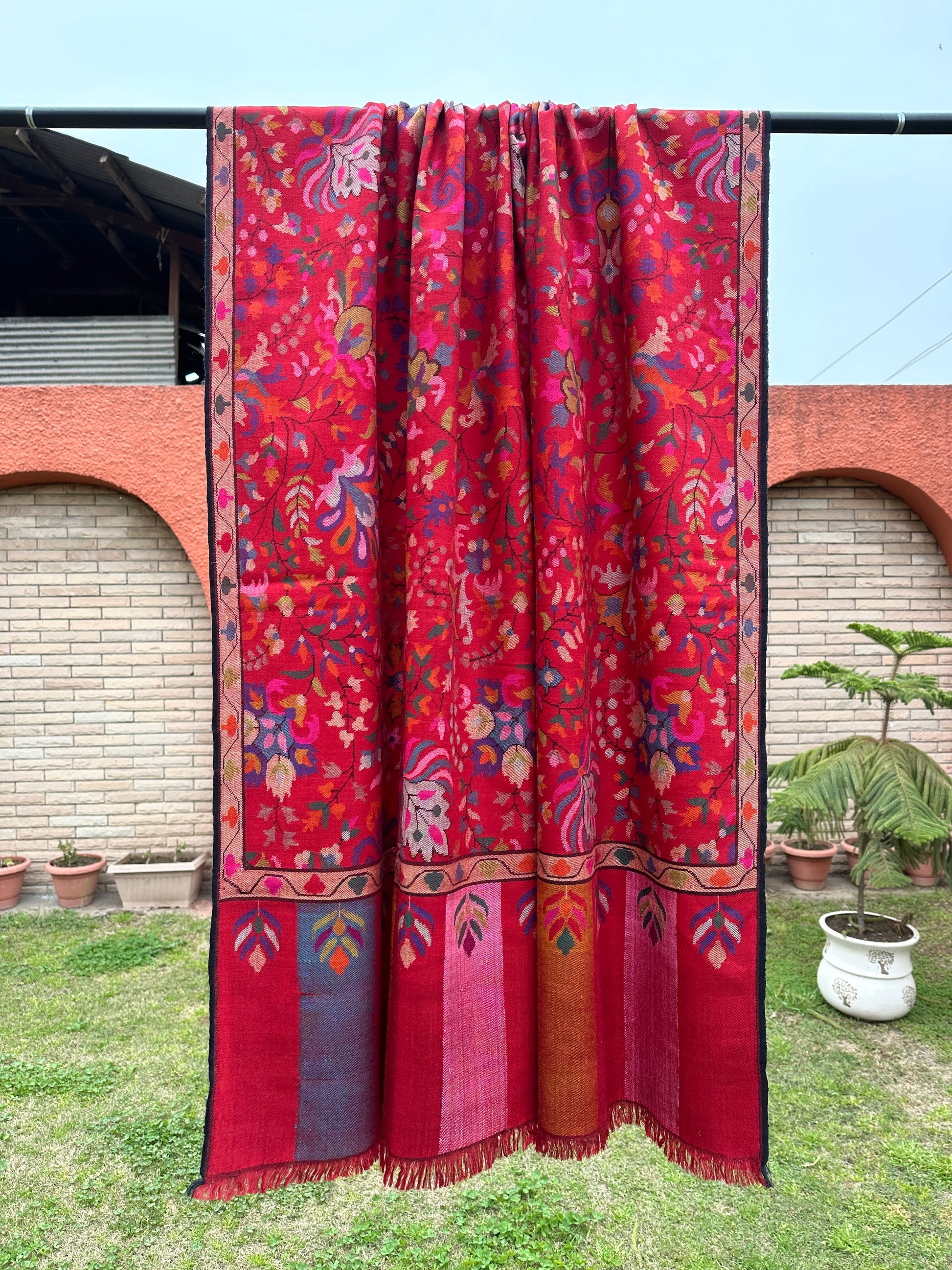 Red Kani Pashmina Shawl ArtAsiaHandicrafts