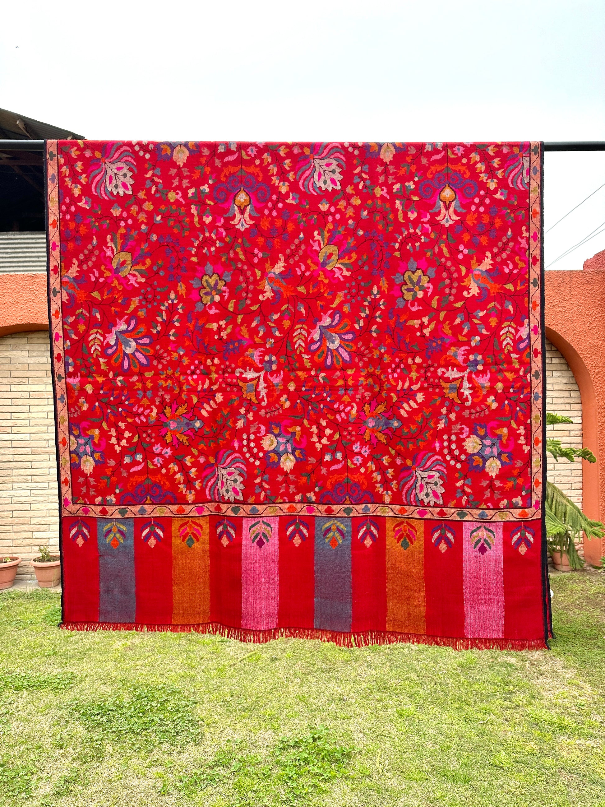 Red Kani Pashmina Shawl ArtAsiaHandicrafts