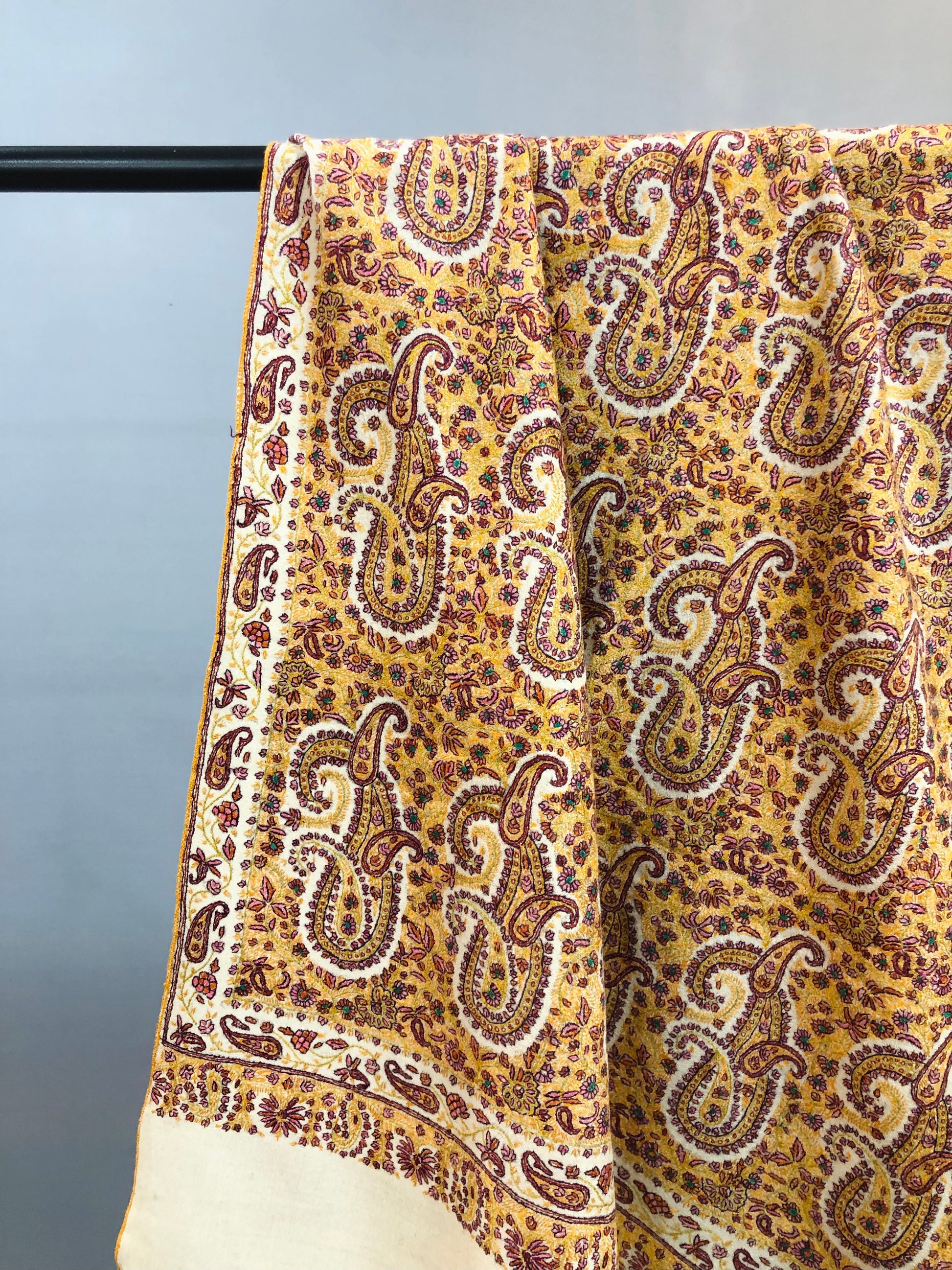 Yellow Sozni Pashmina Shawl ArtAsiaHandicrafts