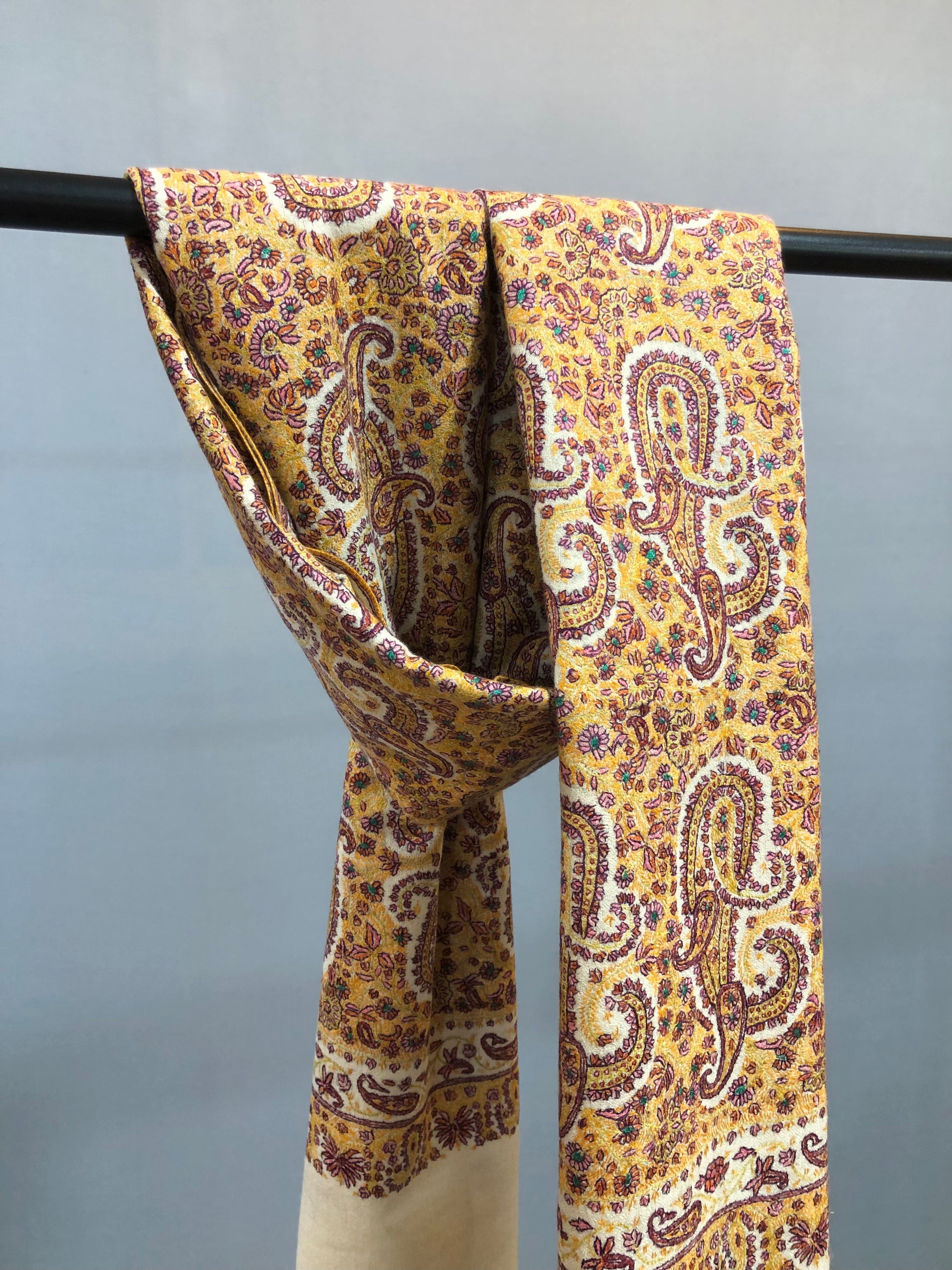 Yellow Sozni Pashmina Shawl ArtAsiaHandicrafts