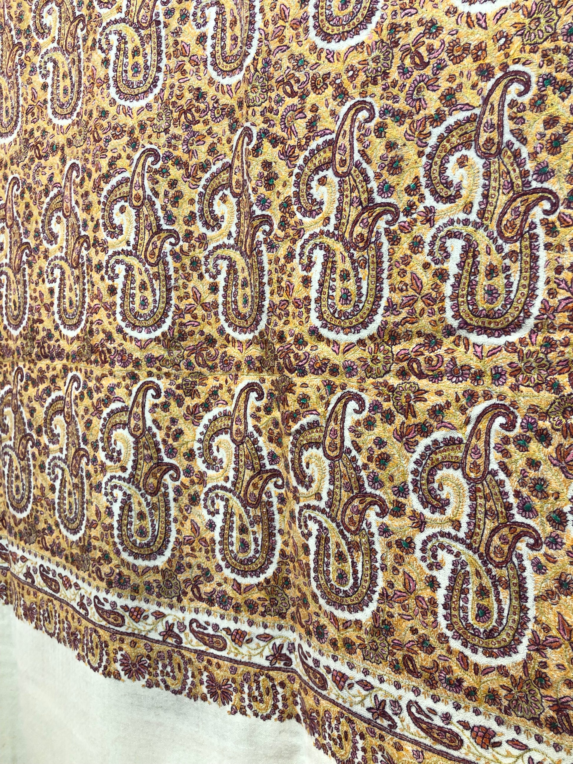 Yellow Sozni Pashmina Shawl ArtAsiaHandicrafts