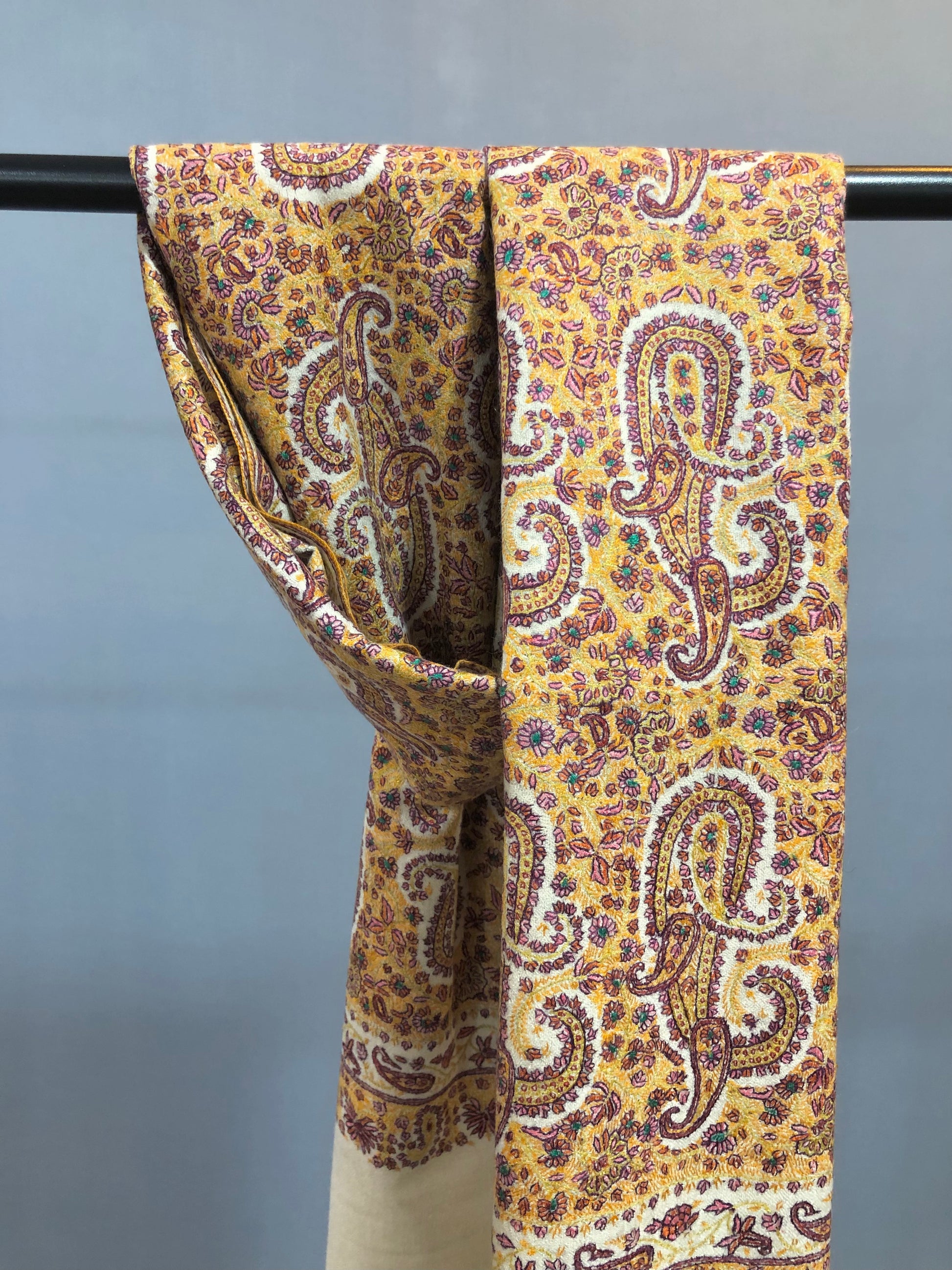 Yellow Sozni Pashmina Shawl ArtAsiaHandicrafts