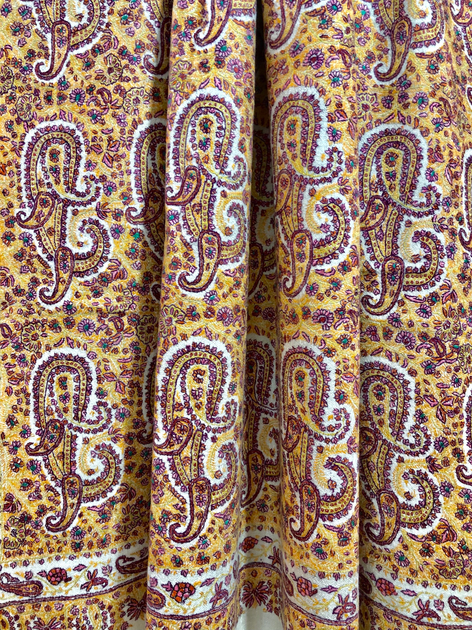 Yellow Sozni Pashmina Shawl ArtAsiaHandicrafts